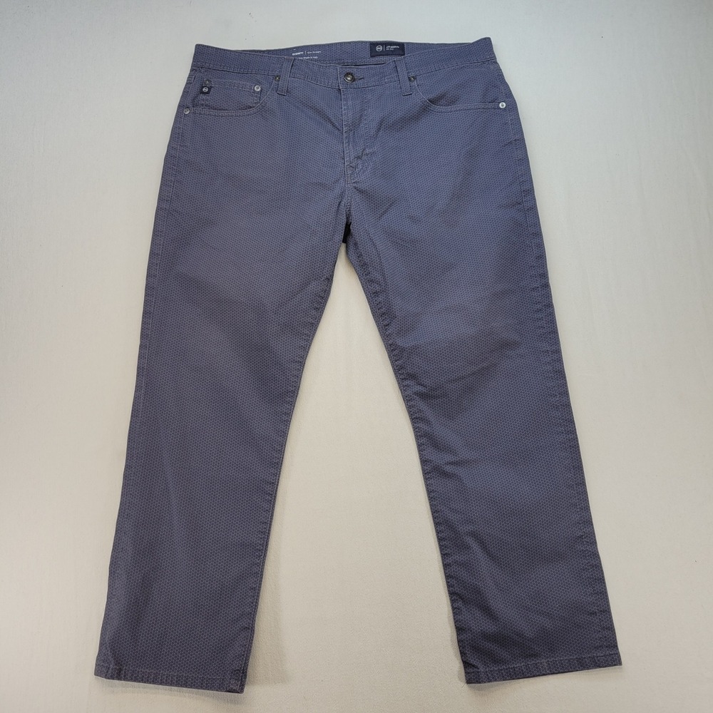AG Adriano Goldschmied Everett Pants Mens 36x34 Blue Slim Straight Micro Pattern